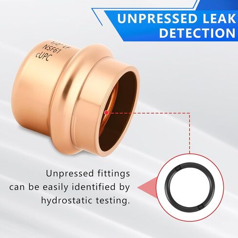 10-Pack YVSKM 1/2" Copper Press Cap, Lead-Free Copper Pipe Fitting End Cap for Press Plumbing Systems, Hot & Cold Water, Potable Water Applications in Kuwait