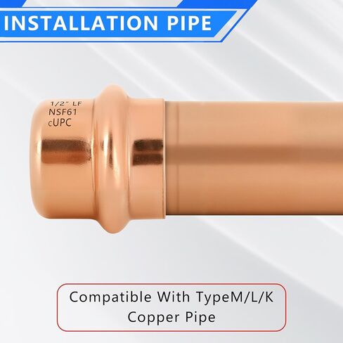 10-Pack YVSKM 1/2" Copper Press Cap, Lead-Free Copper Pipe Fitting End Cap for Press Plumbing Systems, Hot & Cold Water, Potable Water Applications in Kuwait