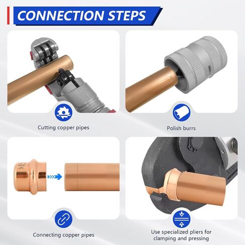 10-Pack YVSKM 1/2" Copper Press Cap, Lead-Free Copper Pipe Fitting End Cap for Press Plumbing Systems, Hot & Cold Water, Potable Water Applications in Kuwait