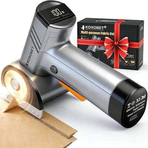 2026 Upgrade 4.2V Cordless Cutting Tool, Cardboard Cutter with LED Display, Brushless Motor, Cutting Tool Cut Trim Saw Flexible Blade, Electric Chop Saw for Fabric, Cardboard, Leather, Carpet-Orange in Kuwait