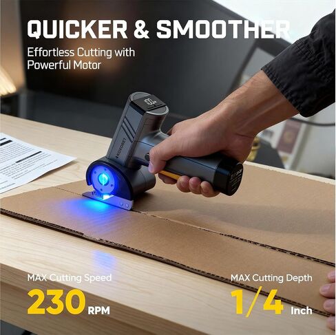 2026 Upgrade 4.2V Cordless Cutting Tool, Cardboard Cutter with LED Display, Brushless Motor, Cutting Tool Cut Trim Saw Flexible Blade, Electric Chop Saw for Fabric, Cardboard, Leather, Carpet-Orange in Kuwait