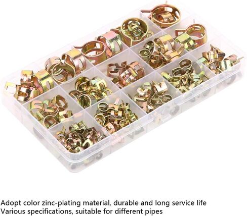 AYNEFY 115Pcs Hose Clamp Other Fasteners Spring Pipe Fasteners with Storage Box for Water Air Fuel Silicone Hose 6mm to 22mm 115Pcs Clamp Colored Zinc Plating Hardware in Kuwait