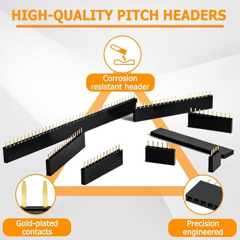 120Pcs 2.54mm Female Pin Header kit, Straight Single Row PCB Board Female Pin Header Socket Connector Strip in Kuwait