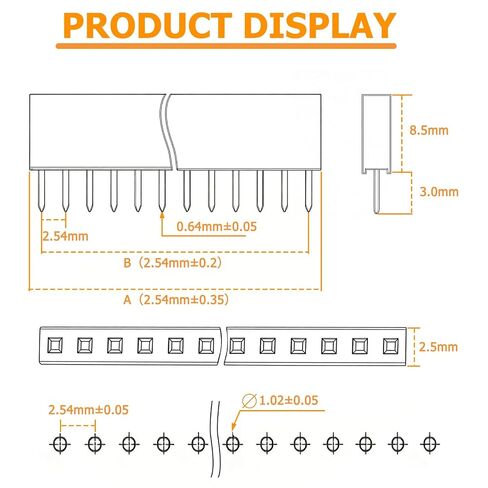 120Pcs 2.54mm Female Pin Header kit, Straight Single Row PCB Board Female Pin Header Socket Connector Strip in Kuwait