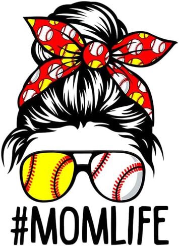 #Mom Life | Messy Bun | Softball | Baseball| Sports |Great Gift Idea|Decal Sticker|2 Pack|5 Inch Stickers|S10791 in Kuwait