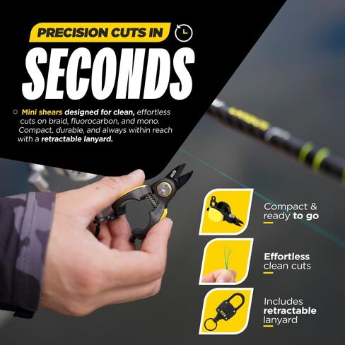 قاطع خط الصيد من Beyond Fishing Quick Snips - مقص جديلة، ماكينة قص خط الصيد مع حبل قابل للسحب ومشبك - مقص صيد للخط المضفر، الفلورو والمونو، قصاصات خط الصيد المدمجة in Kuwait