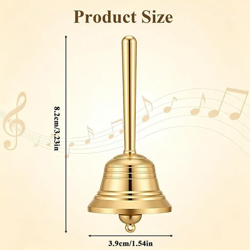 Gold Hand Bell, Super Loud Brass Dinner Bell, 3.2" Small Handbells for Seniors, Bedside,Teacher, Call Bells for Classroom, Meditation, and Pet Training, 3.9cm Diameter in Kuwait