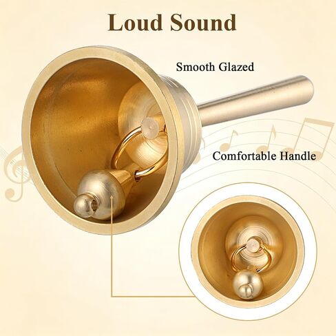 Gold Hand Bell, Super Loud Brass Dinner Bell, 3.2" Small Handbells for Seniors, Bedside,Teacher, Call Bells for Classroom, Meditation, and Pet Training, 3.9cm Diameter in Kuwait