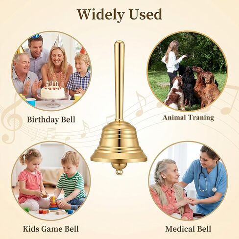 Gold Hand Bell, Super Loud Brass Dinner Bell, 3.2" Small Handbells for Seniors, Bedside,Teacher, Call Bells for Classroom, Meditation, and Pet Training, 3.9cm Diameter in Kuwait