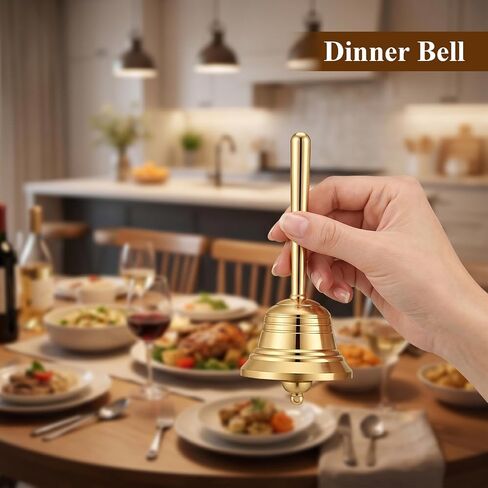 Gold Hand Bell, Super Loud Brass Dinner Bell, 3.2" Small Handbells for Seniors, Bedside,Teacher, Call Bells for Classroom, Meditation, and Pet Training, 3.9cm Diameter in Kuwait