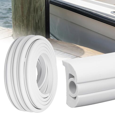 DaisyInner 50ft Boat Rub Rail Kit with Vinyl Insert Marine Grade Flexible Rub Rail for Boats 1-1/16" x 11/16" Heavy Duty Boat Bumper Strip Replacement UV & Saltwater Resistant Dock Protection White in Kuwait