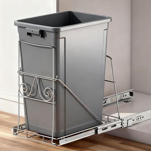 Pull Out Trash Can Under Cabinet 7–11 Gal, Trash Can Not Included | Under Sink Trash Can for Kitchen, Requires Min. Cabinet Opening 12"W X 17.5"D X 17.5"H, Cabinet Trash Can Pull Out Kit, Black in Kuwait