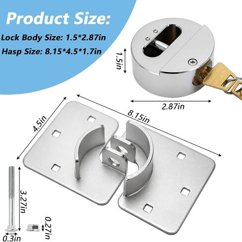 Lawei 2 Pack Van Door Lock, 73MM Heavy Duty Hidden Shackle Puck Lock with Hasp, Solid Steel Door Locks with 4 Keys for Vans, Trucks, Gates, Trailer, Garage, Cargo & Sliding Van, 6-Pin Brass Cylinder in Kuwait