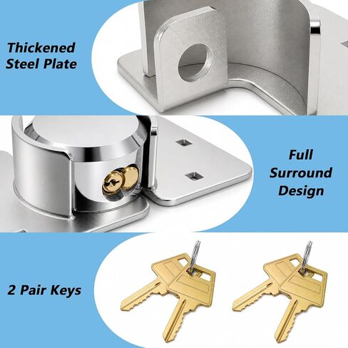 Lawei 2 Pack Van Door Lock, 73MM Heavy Duty Hidden Shackle Puck Lock with Hasp, Solid Steel Door Locks with 4 Keys for Vans, Trucks, Gates, Trailer, Garage, Cargo & Sliding Van, 6-Pin Brass Cylinder in Kuwait