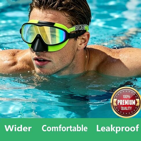 SUJEB Adult Swimming Goggles with Nose Clip Anti-Fog UV Protection No Leak with Nose Cover Comfortable Swim Goggles for Men Women in Kuwait