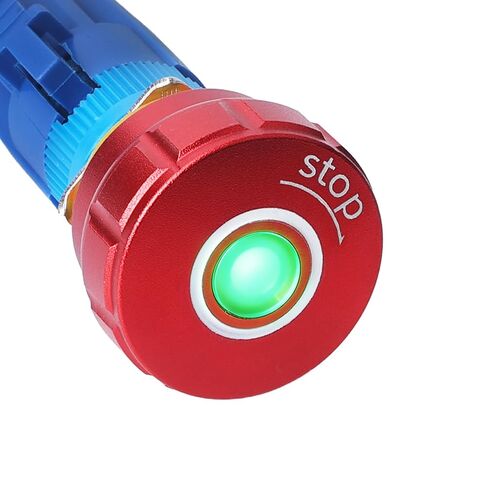 APIELE مفتاح ضغط إيقاف الطوارئ 1NO1NC 250V 5A مفتاح زر ضغط إيقاف الطوارئ الأحمر مع محطات توصيل سريعة (LED أخضر، 22 مم) in Saudi Arabia