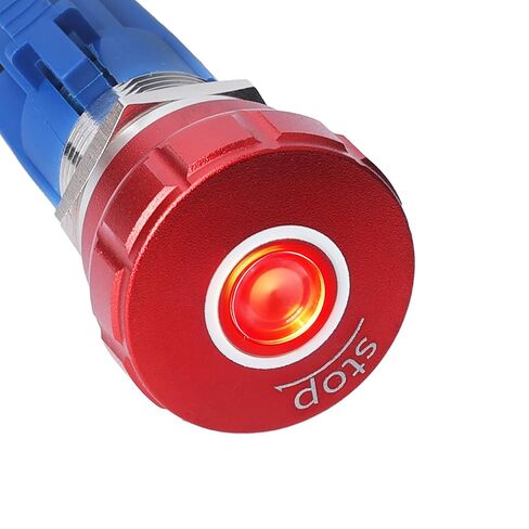 APIELE مفتاح ضغط إيقاف الطوارئ 1NO1NC 250V 5A مفتاح زر ضغط إيقاف الطوارئ الأحمر مع محطات توصيل سريعة (LED أخضر، 22 مم) in Saudi Arabia