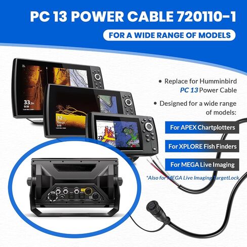 PC 13 Power Cable Replace for Humminbird 720110-1, for APEX, XPLORE, MEGA Live Imaging, Marine-Rated Power Cable w/Twist-Lock Connector, 10ft. Cable in Kuwait