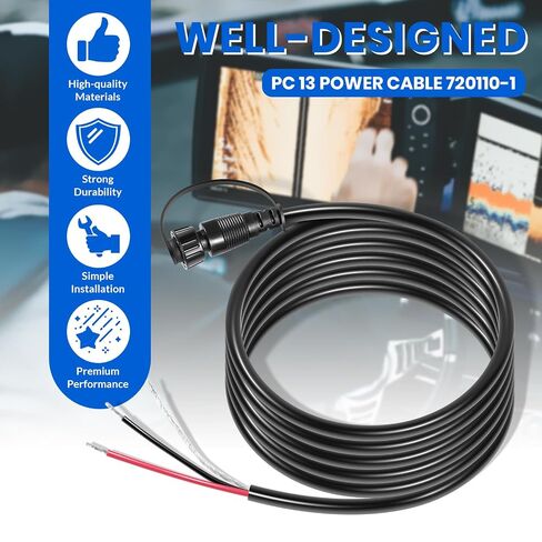 PC 13 Power Cable Replace for Humminbird 720110-1, for APEX, XPLORE, MEGA Live Imaging, Marine-Rated Power Cable w/Twist-Lock Connector, 10ft. Cable in Kuwait