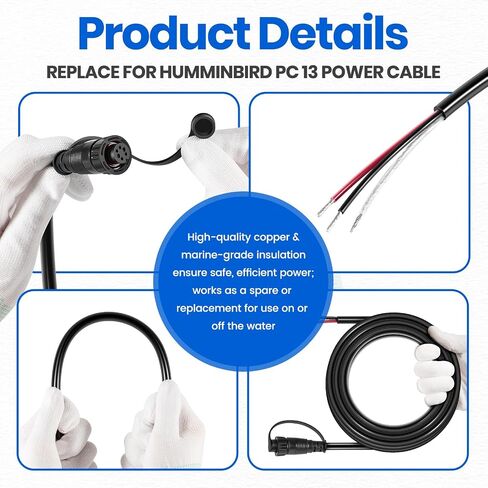 PC 13 Power Cable Replace for Humminbird 720110-1, for APEX, XPLORE, MEGA Live Imaging, Marine-Rated Power Cable w/Twist-Lock Connector, 10ft. Cable in Kuwait