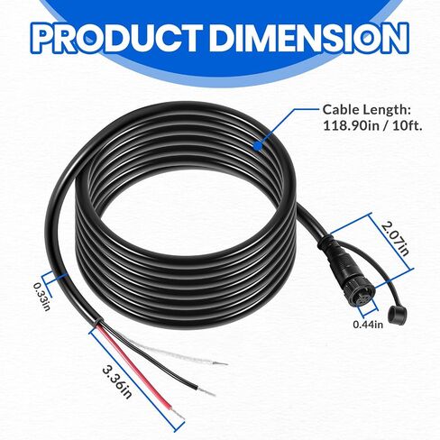 PC 13 Power Cable Replace for Humminbird 720110-1, for APEX, XPLORE, MEGA Live Imaging, Marine-Rated Power Cable w/Twist-Lock Connector, 10ft. Cable in Kuwait