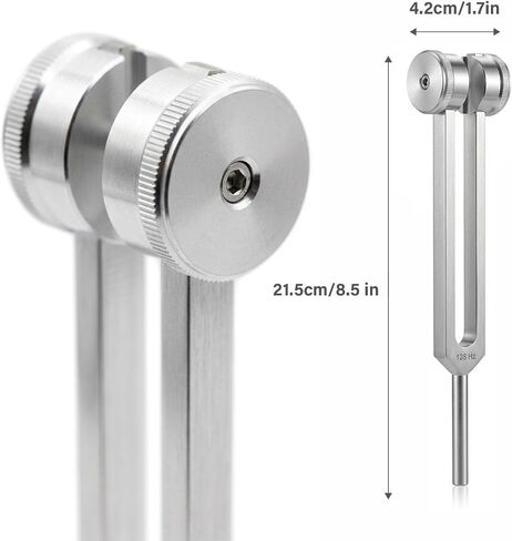 128Hz Aluminum Weighted Tuning Fork Set with Mallet, Carrying Bag, Cleaning Cloth and Hex Key, Sound Healing Frequency Therapy Tool for Meditation, Relaxation, Wellness and Energy Work in Kuwait