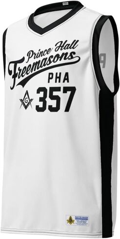 PHA Prince Hall Basketball Jersey, Masonic Shirt, Freemason Sports Jersey, Black/White 2XS-6XL in Kuwait