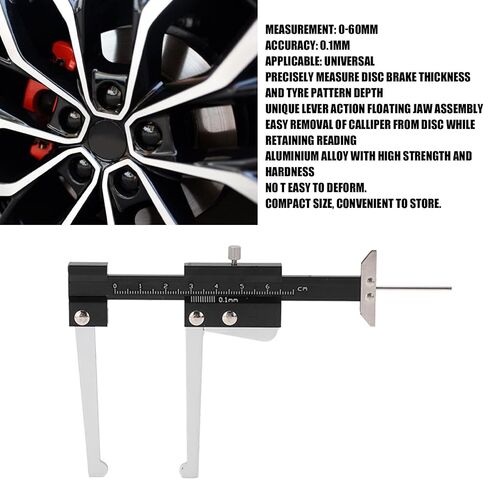 Brake Disc Depth Gauge, Lever Action Floating Jaw Precision, Tire Tread Depth Gauge, 0-60mm Metric Scale for Car Owners, Mechanics, Auto Repair Shops, DIY Vehicle Maintenance, HOM in Kuwait