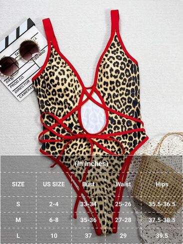 EHSUYAB Sexy Women Plunge V One Piece Swimsuit, Leopard Open Front Cut Out Cheeky High Cut Bathing Suit, Rave Beach Monokini in Kuwait
