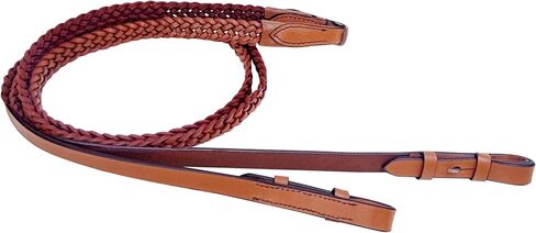 CHALLENGER Full Horse English Braided Genuine Brown Leather Reins 805LR30 in Kuwait