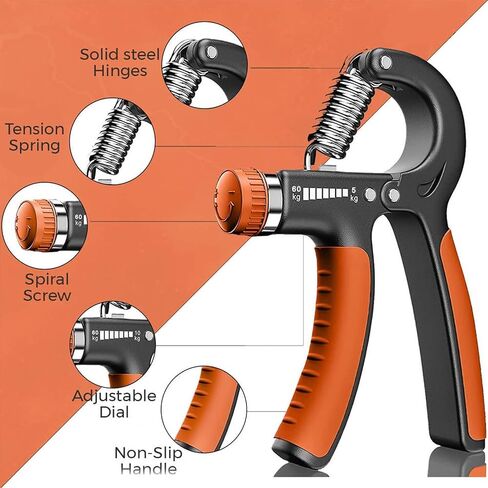 Hand Grip Strengthener 2 Pack Adjustable Resistance 5-60kg (10-130lb) Forearm Wrist Finger Exerciser Grip Strength Trainer Squeezer for Workout in Kuwait