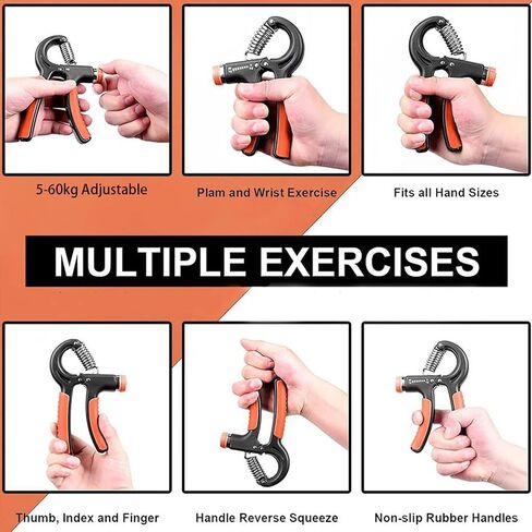 Hand Grip Strengthener 2 Pack Adjustable Resistance 5-60kg (10-130lb) Forearm Wrist Finger Exerciser Grip Strength Trainer Squeezer for Workout in Kuwait