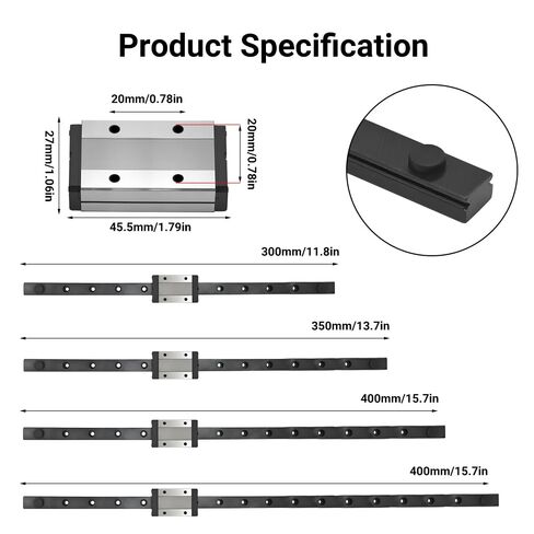 Creativity MGN12 300mm Linear Rail Guide with MGN12H Stainless Steel Black Carriage Block for Ender 3, Corexy, DIY 3D Printers Upgrades and CNC Machine (Type H,300 mm) in Saudi Arabia