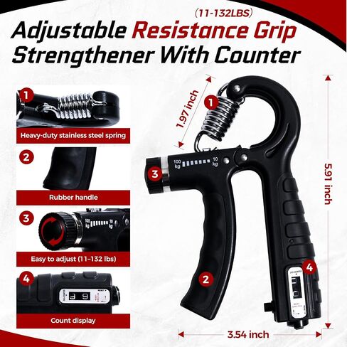 Forearm Strength Trainer Kit, 6 PCS, Grip Strength Enhancer, Wrist Exerciser for Home Gym, with Wrist Wraps, Resistance Grip Strengthener with Counter in Kuwait