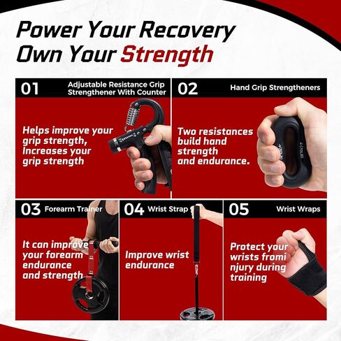 Forearm Strength Trainer Kit, 6 PCS, Grip Strength Enhancer, Wrist Exerciser for Home Gym, with Wrist Wraps, Resistance Grip Strengthener with Counter in Kuwait