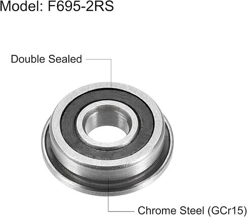 4Pack Storage Case Holder Box 4Pcs F695-2RS Flanged Ball Bearing 5x13x4mm Double Sealed (GCr15) Chrome Steel Bearings in Kuwait