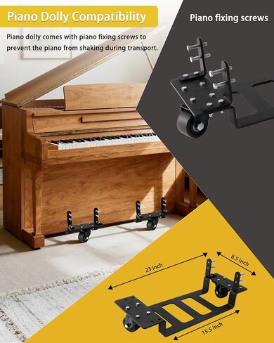 Heavy-Duty Piano Dolly for Moving, Piano Dollies Come with 360° Swivel Casters, Piano Moving Dolly is Suitable for Transporting Pianos in Homes, Schools, Concert Halls, and Public Squares-2Pcs in Kuwait