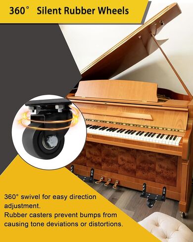Heavy-Duty Piano Dolly for Moving, Piano Dollies Come with 360° Swivel Casters, Piano Moving Dolly is Suitable for Transporting Pianos in Homes, Schools, Concert Halls, and Public Squares-2Pcs in Kuwait