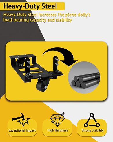 Heavy-Duty Piano Dolly for Moving, Piano Dollies Come with 360° Swivel Casters, Piano Moving Dolly is Suitable for Transporting Pianos in Homes, Schools, Concert Halls, and Public Squares-2Pcs in Kuwait