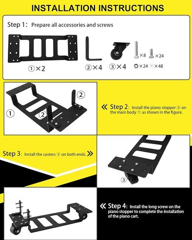 Heavy-Duty Piano Dolly for Moving, Piano Dollies Come with 360° Swivel Casters, Piano Moving Dolly is Suitable for Transporting Pianos in Homes, Schools, Concert Halls, and Public Squares-2Pcs in Kuwait