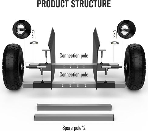 Moving Adjustable Panel Dolly, 2 × 10" Heavy Duty Solid Rubber Tires Wheels 1000LBS Load for Panel/Slab/Plywood/Door/Granite/Drywall Material Handling and More - Black in Kuwait