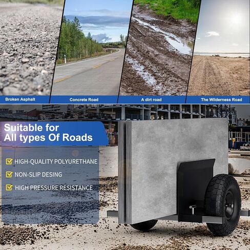 Moving Adjustable Panel Dolly, 2 × 10" Heavy Duty Solid Rubber Tires Wheels 1000LBS Load for Panel/Slab/Plywood/Door/Granite/Drywall Material Handling and More - Black in Kuwait