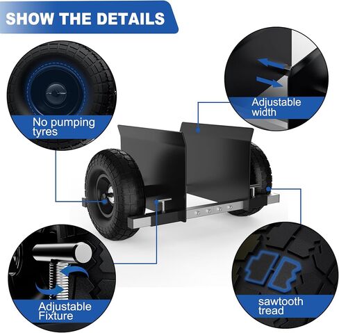 Moving Adjustable Panel Dolly, 2 × 10" Heavy Duty Solid Rubber Tires Wheels 1000LBS Load for Panel/Slab/Plywood/Door/Granite/Drywall Material Handling and More - Black in Kuwait