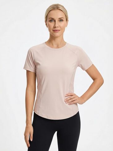 Womens Short Sleeve Workout Shirts Back Mesh Breathable Quick Dry Athletic Running Tops in Kuwait