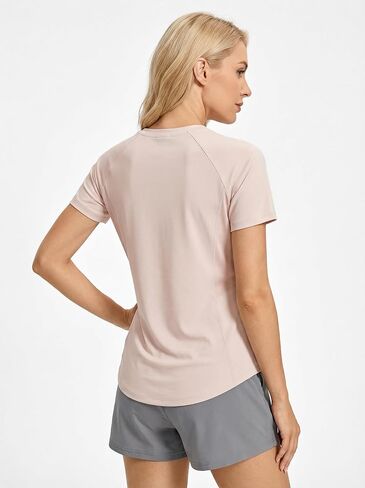 Womens Short Sleeve Workout Shirts Back Mesh Breathable Quick Dry Athletic Running Tops in Kuwait