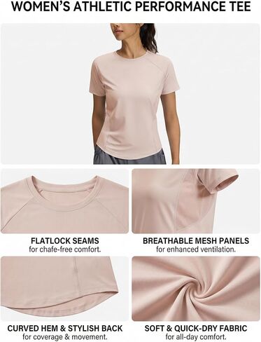 Womens Short Sleeve Workout Shirts Back Mesh Breathable Quick Dry Athletic Running Tops in Kuwait