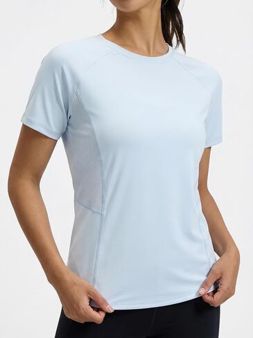 Womens Short Sleeve Workout Shirts Back Mesh Breathable Quick Dry Athletic Running Tops in Kuwait