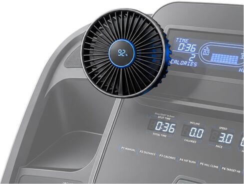 Treadmill Fan with Adhesive Magnetic Mount, Rechargeable Fan for Treadmill, Exercise Bike, Elliptical & Step Machine Consoles, 3 Speeds, Battery % Display, Adjustable Ball Joint in Kuwait