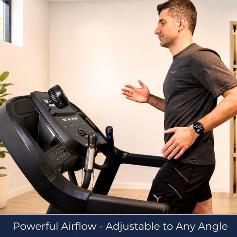 Treadmill Fan with Adhesive Magnetic Mount, Rechargeable Fan for Treadmill, Exercise Bike, Elliptical & Step Machine Consoles, 3 Speeds, Battery % Display, Adjustable Ball Joint in Kuwait