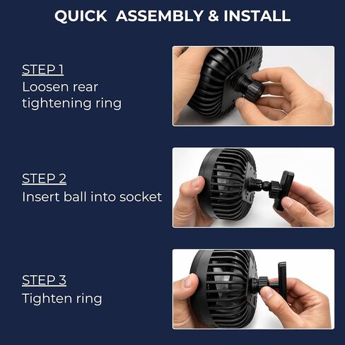 Treadmill Fan with Adhesive Magnetic Mount, Rechargeable Fan for Treadmill, Exercise Bike, Elliptical & Step Machine Consoles, 3 Speeds, Battery % Display, Adjustable Ball Joint in Kuwait